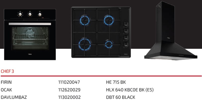 Teka Chef 3 Ankastre Set - Siyah