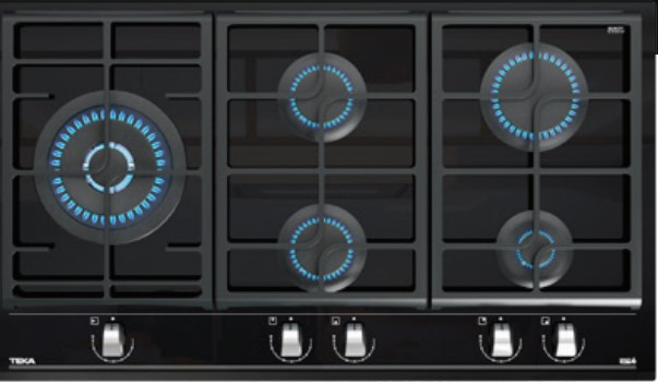 Teka GZC 95320 XBC BK (E4) ExactFlame Teknolojili 90 cm Cam Gazlı Ocak