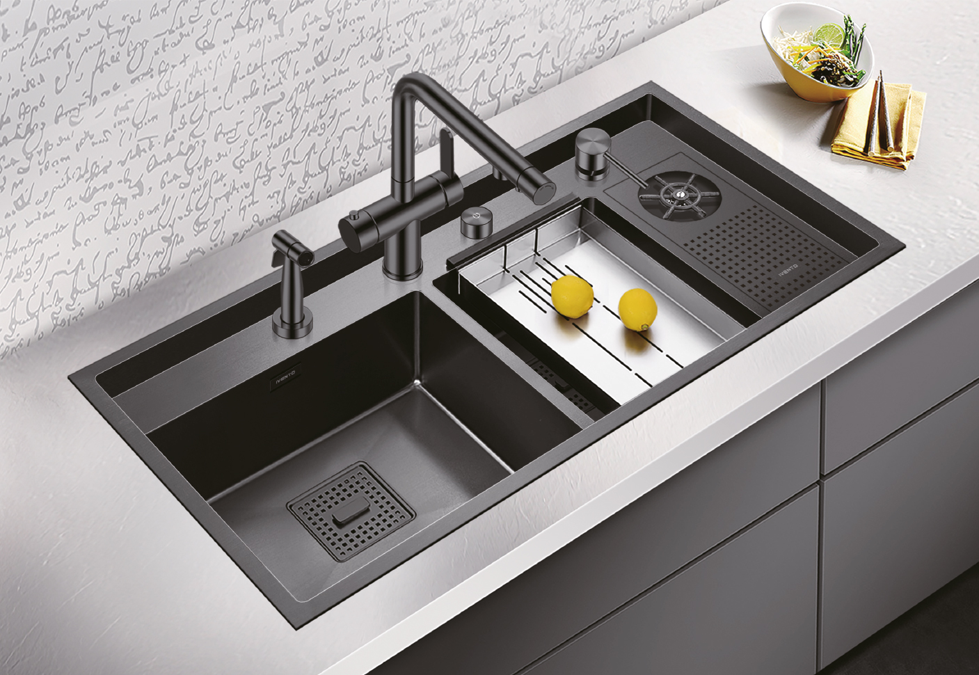 IVNT 1050MD-02 NANO GUNMETAL PASLANMAZ ÇELİK EVİYE 
