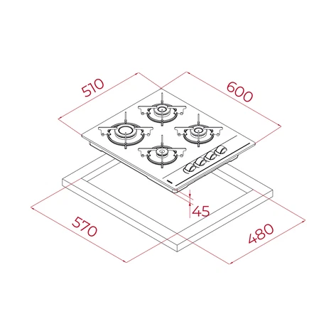 Teka GBE 64002 KBC ST 60cm Gri Camlı Gazlı Ocak
